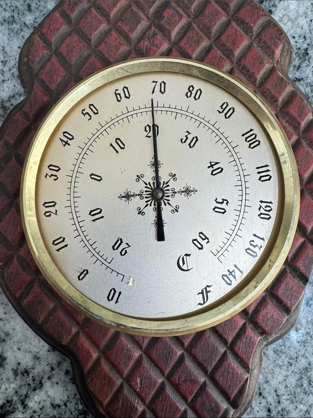 Vintage Mid-Century Faux-Carved Wood Wall Weather Instrument 🌿